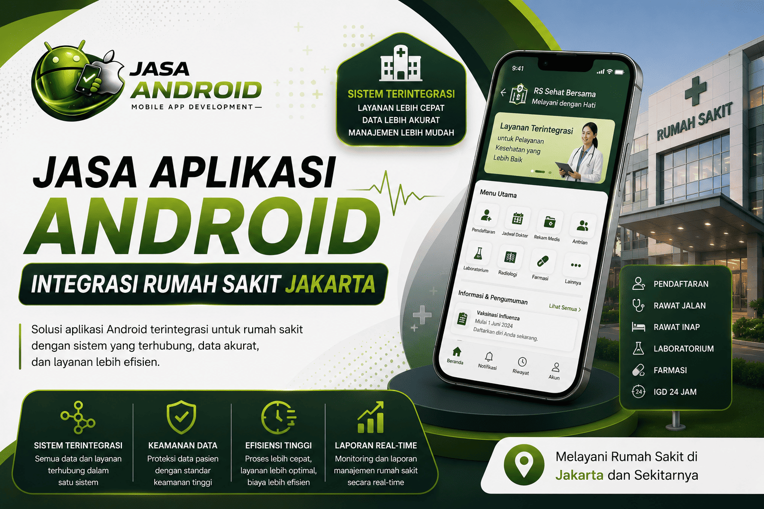 Jasa Aplikasi Android Integrasi Rumah Sakit Jakarta untuk Layanan Kesehatan yang Modern, Cepat, dan Profesional